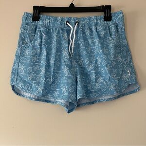 Bondi Beamers Light Blue Tropical Print Swim Shorts with Drawstring Waistband